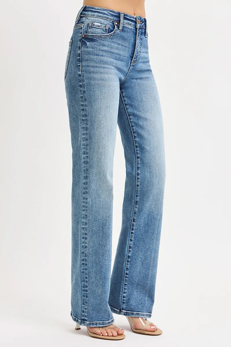 RISEN Full Size Tummy Control High Rise Straight Jeans Plus Size.