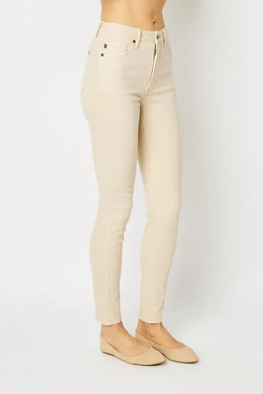 Judy Blue Full Size Garment Dyed Tummy Control Skinny Jeans.