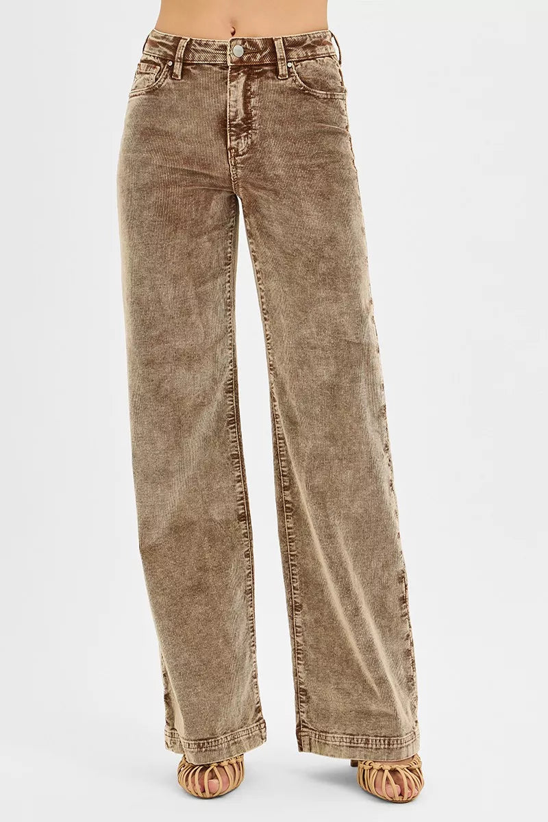 RISEN High Rise Wide Leg Corduroy Jeans.