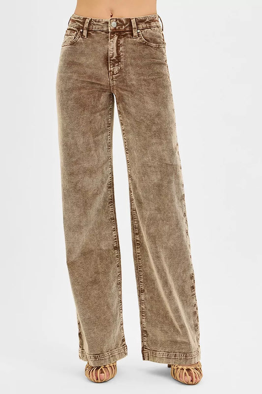 RISEN High Rise Wide Leg Corduroy Jeans.