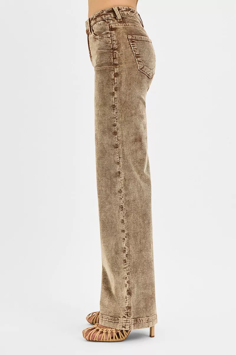 RISEN High Rise Wide Leg Corduroy Jeans.