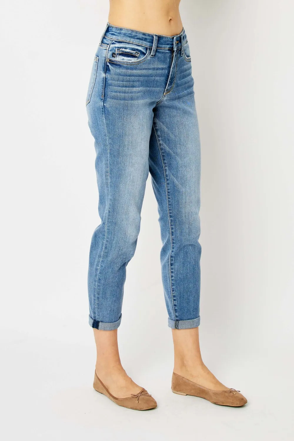 Judy Blue Full Size Cuffed Hem Slim Jeans.