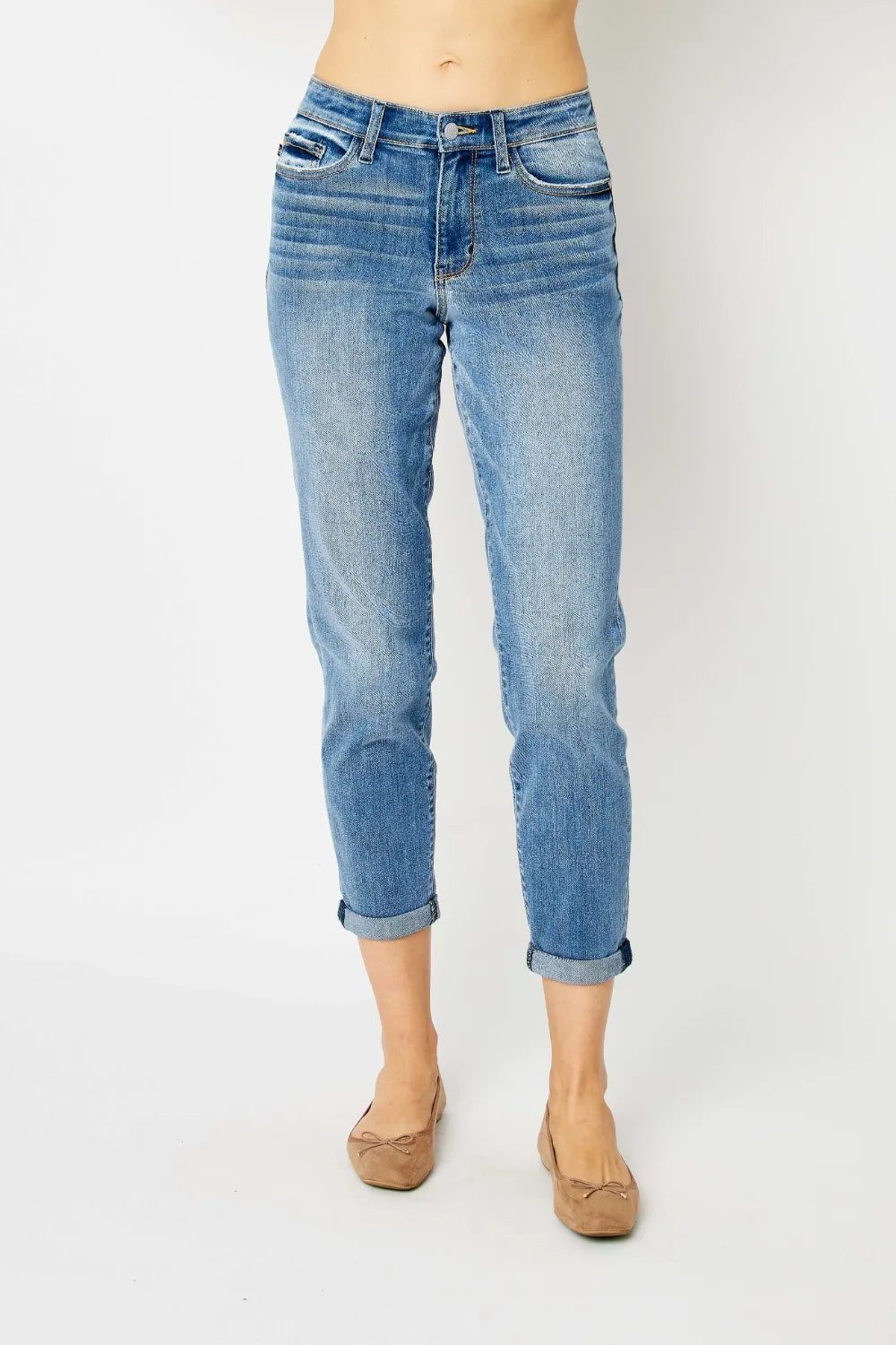 Judy Blue Full Size Cuffed Hem Slim Jeans.