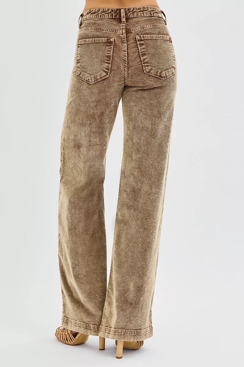 RISEN High Rise Wide Leg Corduroy Jeans.