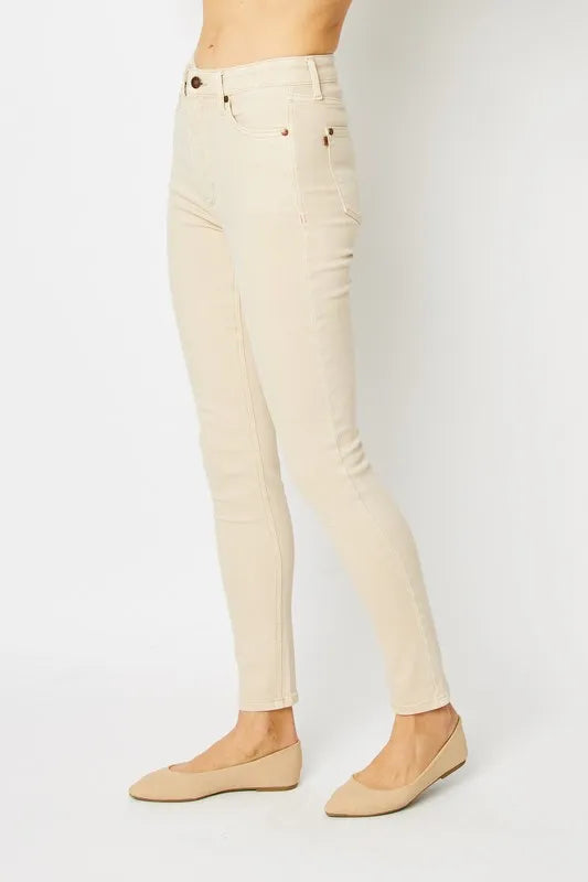 Judy Blue Full Size Garment Dyed Tummy Control Skinny Jeans.