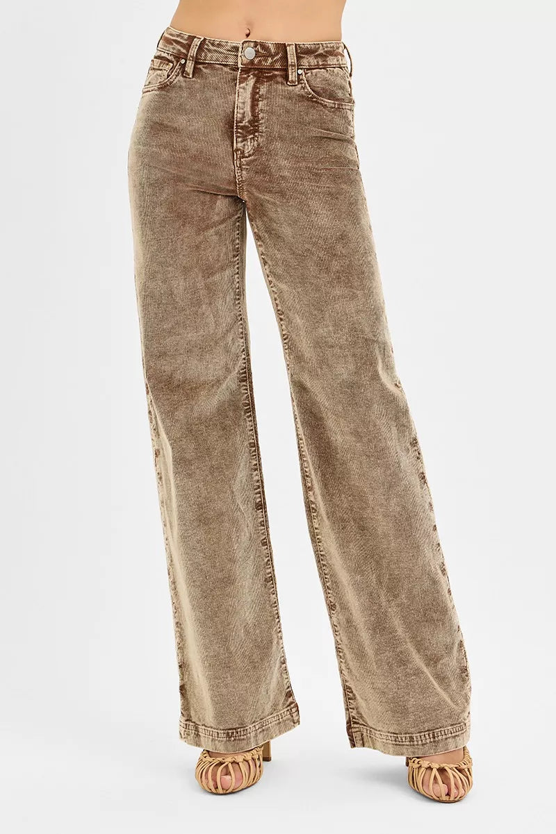 RISEN High Rise Wide Leg Corduroy Jeans.