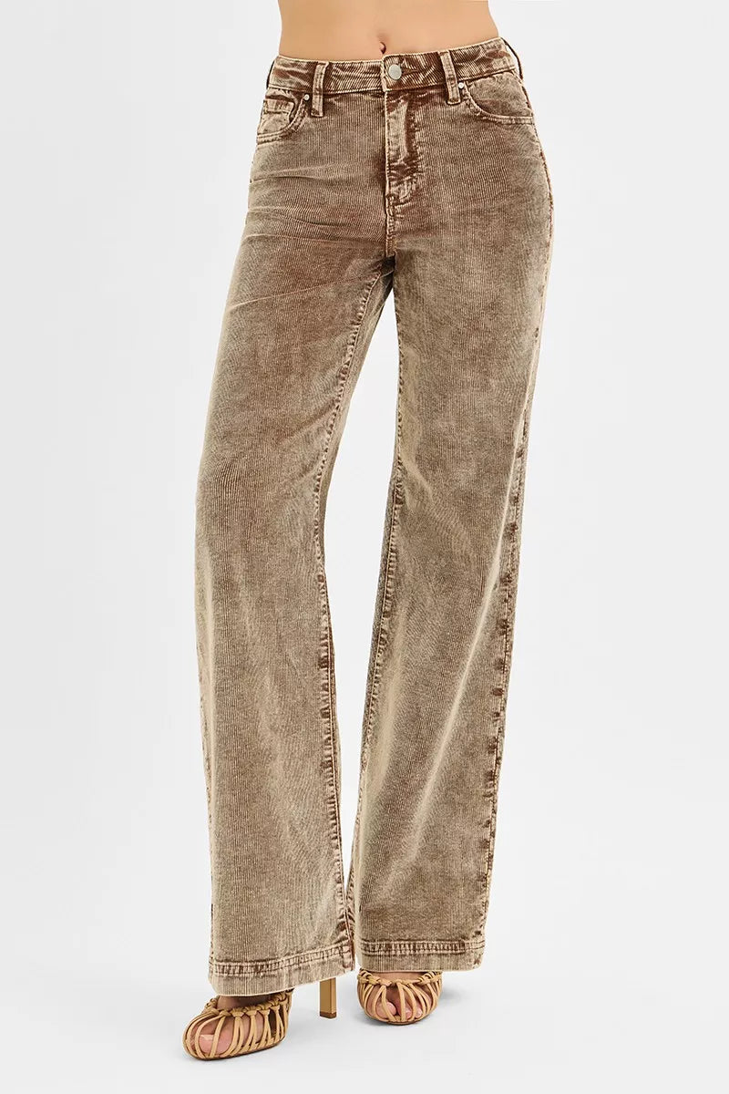 RISEN High Rise Wide Leg Corduroy Jeans.