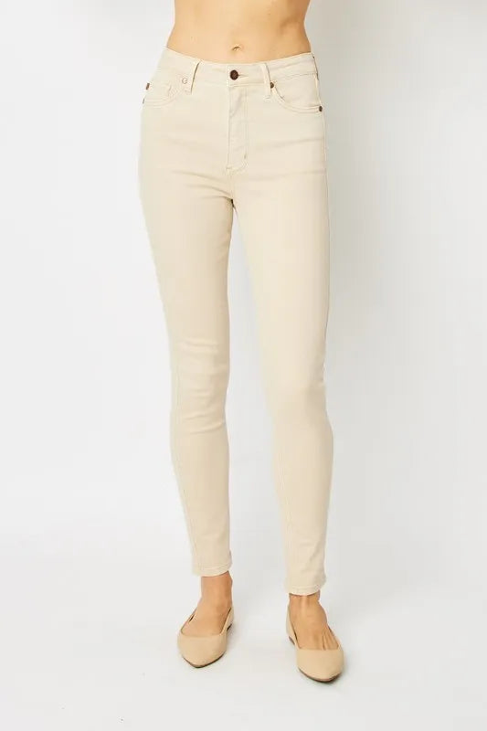 Judy Blue Full Size Garment Dyed Tummy Control Skinny Jeans.