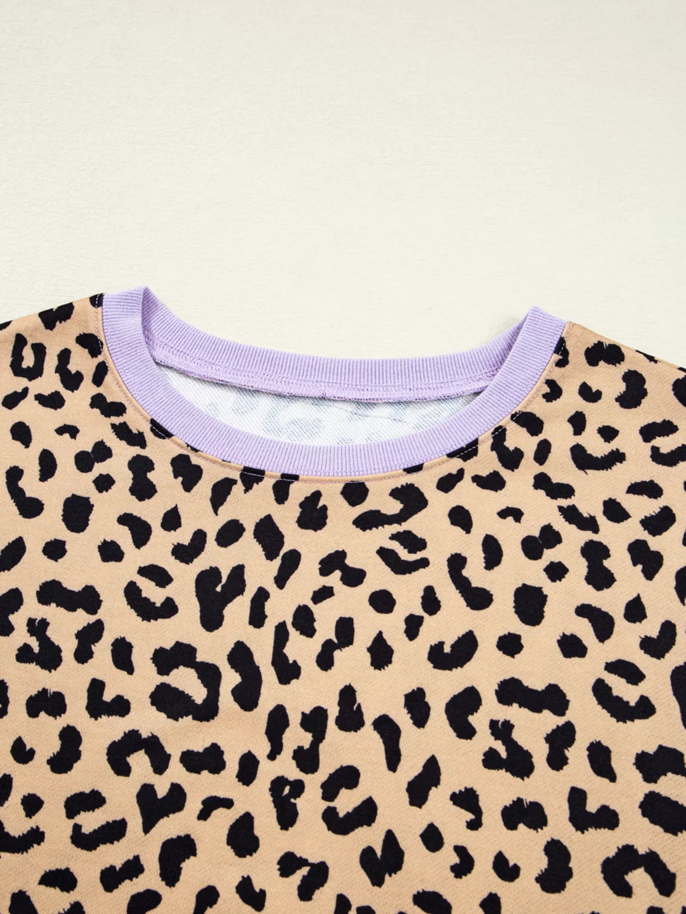 Stripe Color Block Patchwork Leopard Casual Sweatshirt with Slits.