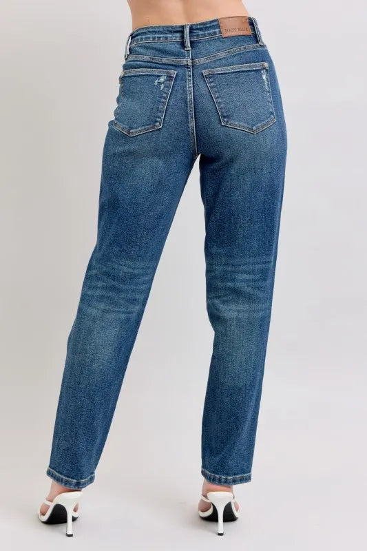 Judy Blue Full Size High Waisted Rigid Magic Non-destroy Straight Leg Jeans Plus Size.